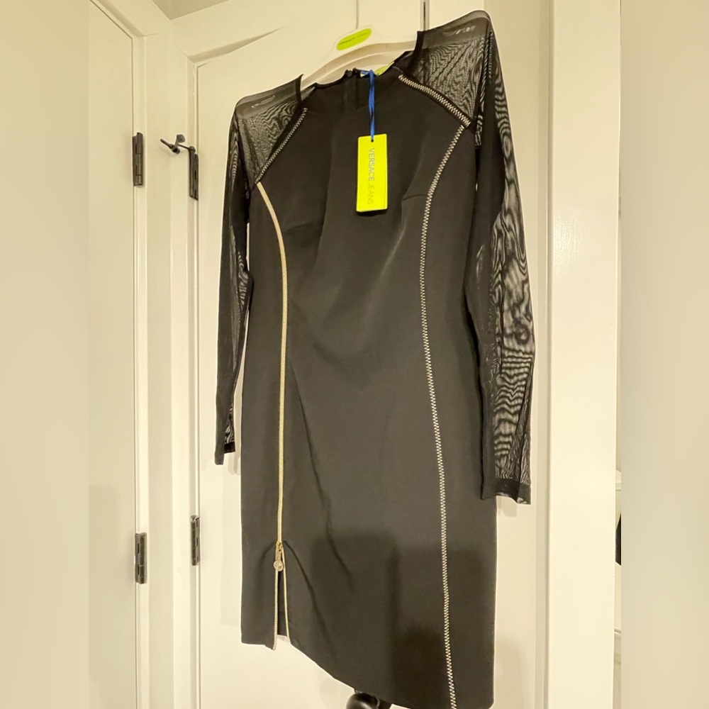 Versace Black Dress with Zipper Detail
